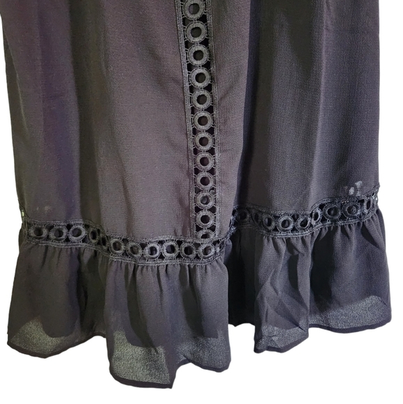 Freshwater Black Tiered Eyelet Cutout Cover Up Dress Size M - Picture 4 of 6